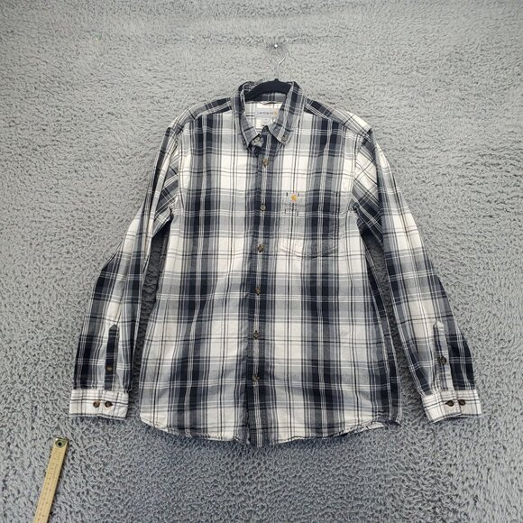 Carhartt Other - Carhartt Shirt Mens Medium Black/White Plaid Relaxed Fit Button-Down Cotton